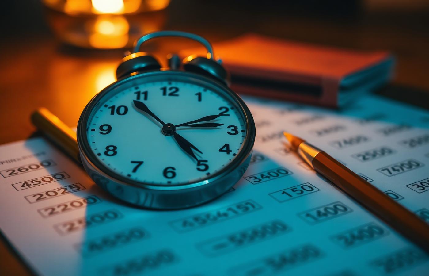 Clock on top of an exam answer sheet